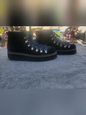Free People Durango Platform Hiker Boots Black Blue Laces EU 39/8.5